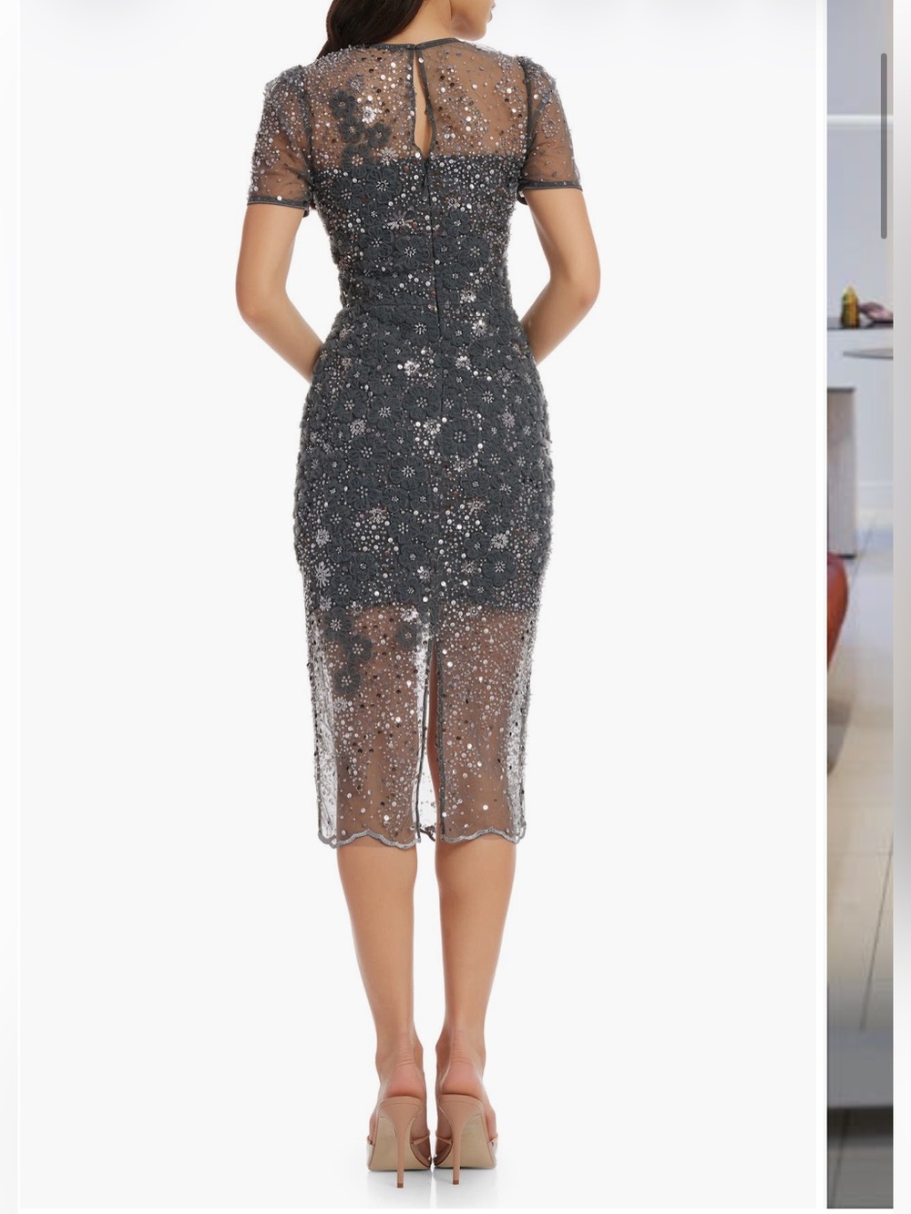 Dress the Population Lia Sequin Illusion Mesh
Overlay Midi Cocktail Dress Steel - Picture 2 of 3